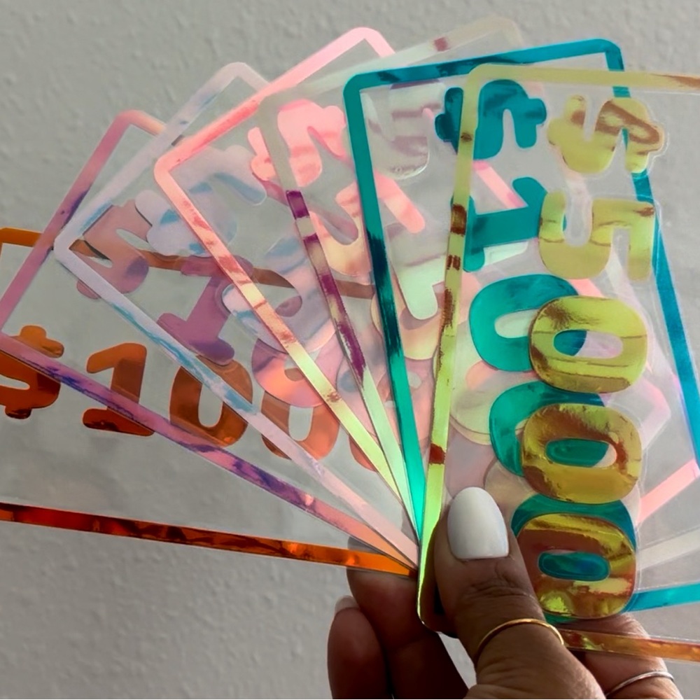 Money placeholders prop bills sinking funds savings challenge